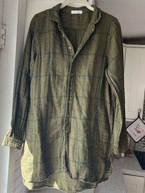 CP Shades & Free People Olive Green Tunic Top Sz Small Cotton